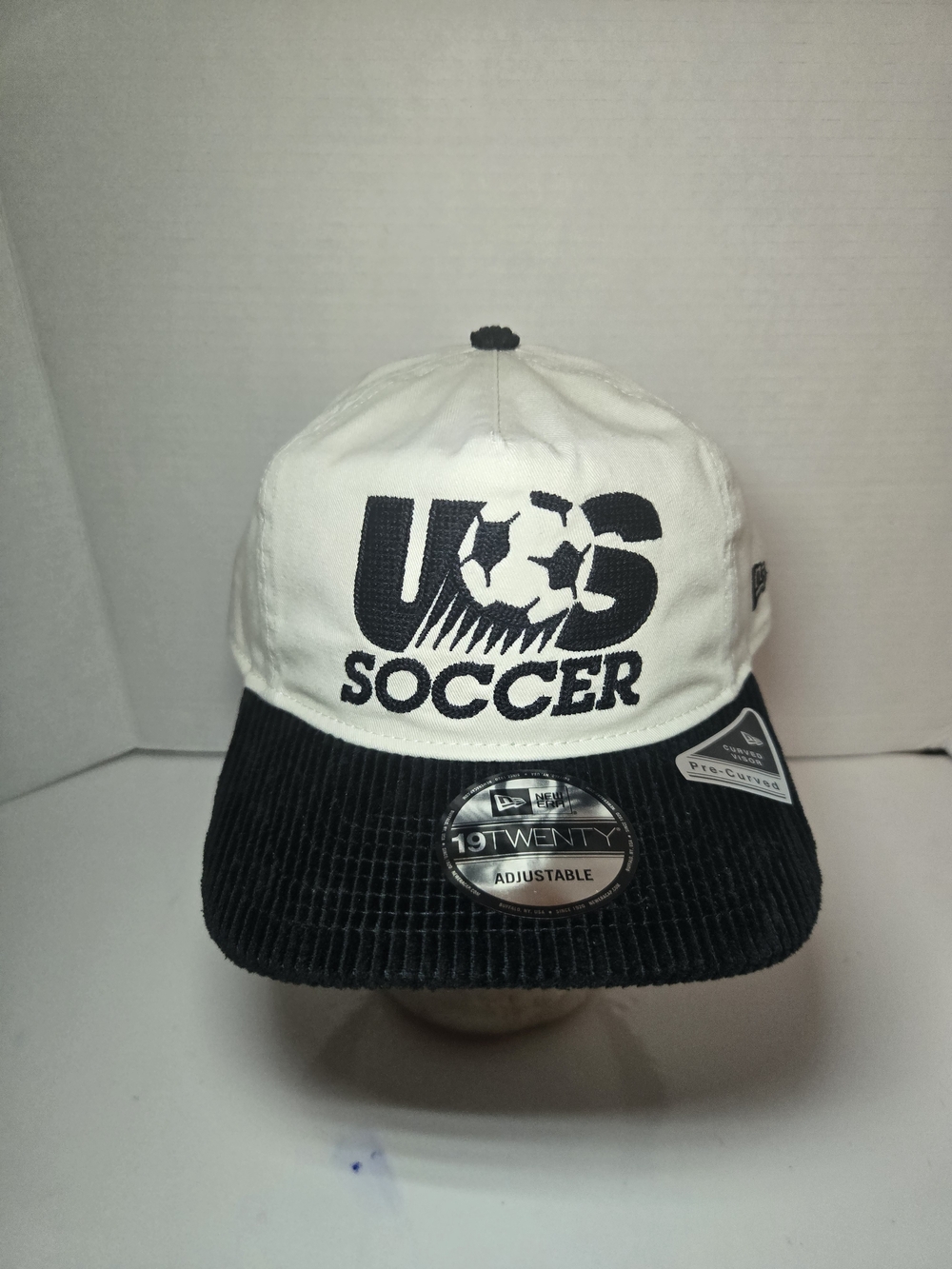 New Era White and Black US Soccer Corduroy Visor Adjustable Hat